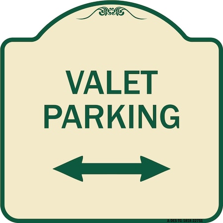 Signmission Valet Parking W/ Bidirectional Arrow Heavy-Gauge Aluminum Sign, 18" x 18", TG-1818-22751 A-DES-TG-1818-22751